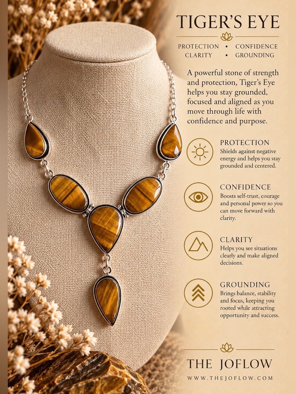 925 Solar Stone Confidence Tigers Eye Necklace